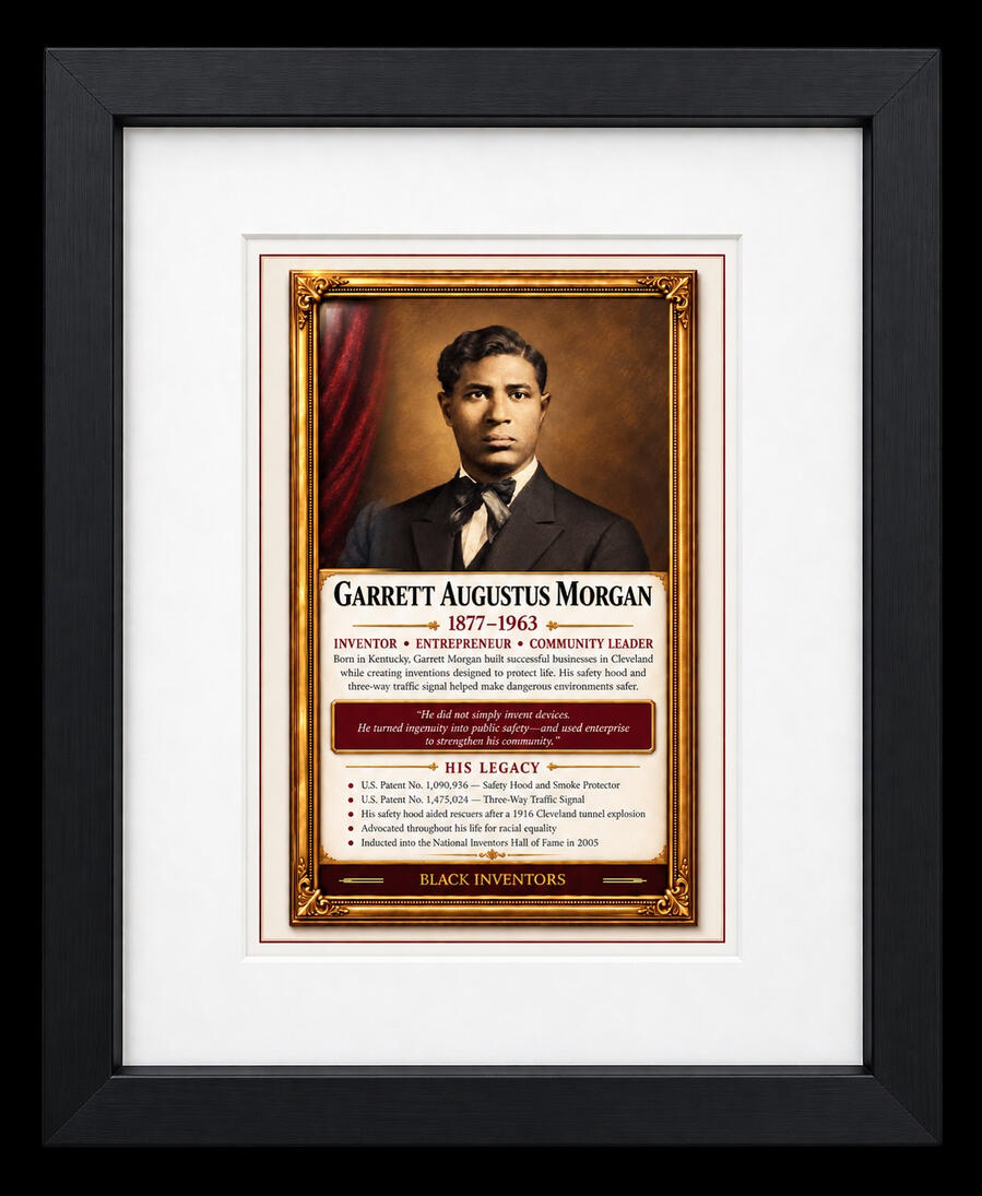 GARRETT AUGUSTUS MORGAN Framed heritage portrait of Garrett Augustus Morgan